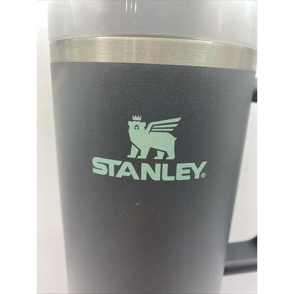 Stanley 40 Oz Stainless Steel Tumbler Charcoal W/ Logo & Straw - See Pics